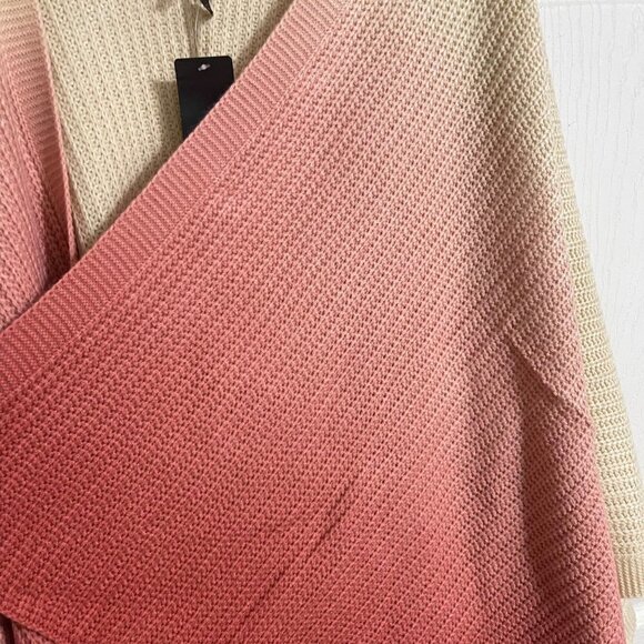 Torrid Womens NWT Beige Peach Ombre Open Front Knit Tricolor Dip Dye One Size - Picture 6 of 8